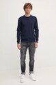 Pepe Jeans sweter z domieszką wełny NEW ANDRE CREW NECK PM702469 granatowy AW24