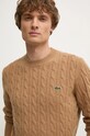 Lacoste maglione in lana marrone AH2924