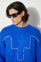 Пуловер с вълна Marcelo Burlon Cross Block Knit Comfort Crew CMHE035F24KNI0054501 син