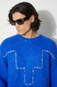 Pulover s dodatkom vune Marcelo Burlon Cross Block Knit Comfort Crew CMHE035F24KNI0054501 mornarsko plava