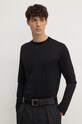 Karl Lagerfeld longsleeve din bumbac imprimeu negru 544200.755002