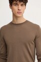Sisley sweter wełniany brązowy 11BAS100Y