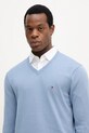 Памучен пуловер Tommy Hilfiger син MW0MW14745
