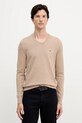 Βαμβακερό πουλόβερ Tommy Hilfiger μπεζ MW0MW14745