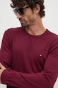 Βαμβακερό πουλόβερ Tommy Hilfiger μπορντό MW0MW14748