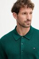 Tommy Hilfiger sweter z domieszką kaszmiru zielony MW0MW36519