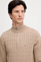 Pamučni pulover Tommy Hilfiger bež MW0MW36532