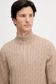 Tommy Hilfiger sweter bawełniany beżowy MW0MW36532