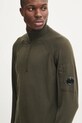 C.P. Company sweter wełniany Extra Fine Merino Wool Half Zipped Knit zielony 17CMKN193A005528A