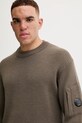 Μάλλινο πουλόβερ C.P. Company Knitwear Crew Neck In Re-Wool καφέ 17CMKN228A006595A