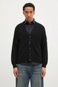 C.P. Company kardigan wełniany Knitwear Cardigan In Re-Wool szpic czarny 17CMKN253A006595A