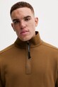 C.P. Company felpa in cotone Diagonal Raised Fleece Half Zipped Sweatshirt marrone 17CMSS027A005086W