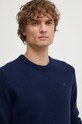 Vlnený sveter Hackett London tmavomodrá HM703237
