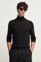 Hackett London pulover de lana subtiri negru HM703264