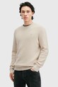 AllSaints sweter z domieszką wełny ASPEN CREW okrągły beżowy M089KB
