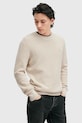 AllSaints sweter z domieszką wełny ASPEN CREW M089KB beżowy
