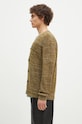Norse Projects cardigan din lână Loki Wool Cotton Rib Cardigan N45.0618.8096 verde AW24
