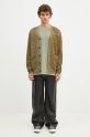 Norse Projects cardigan din lână Loki Wool Cotton Rib Cardigan N45.0618.8096 verde