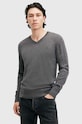AllSaints sweter wełniany MODE MERINO VNECK szpic szary M022KA