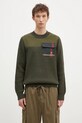 Baracuta pulover de lana Barbour x Baracut Miller Knit groase verde BRMAG0191