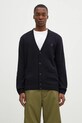 Maison Kitsuné kardigan wełniany Bold Fox Head Patch wełna granatowy NM00506KT1006