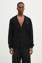 Vuneni kardigan Maison Kitsuné Bold Fox Head Patch bez uzorka crna NM00506KT1006