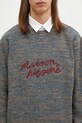 Vlněný svetr Maison Kitsuné Maison Kitsune Handwriting modrá LM00814KT1063