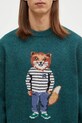 Vlnený sveter Maison Kitsuné Dressed Fox Intarsia zelená NM00809KH0002