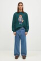 Vlnený sveter Maison Kitsuné Dressed Fox Intarsia NM00809KH0002 zelená