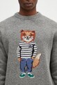 Vlněný svetr Maison Kitsuné Dressed Fox Intarsia šedá NM00809KH0002