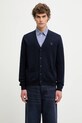 Maison Kitsuné kardigan wełniany Bold Fox Head Patch wełna granatowy MM00509KT1036