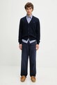 Maison Kitsuné kardigan wełniany Bold Fox Head Patch MM00509KT1036 granatowy
