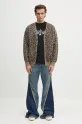 Wacko Maria kardigan wełniany Leopard Mohair 24FW.WMK.KN12 brązowy
