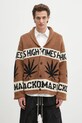 Vuneni kardigan Wacko Maria Hightimes krivi smeđa HIGHTIMES.WM.KN04
