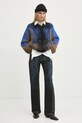 Pulover s dodatkom vune Y/Project HAIRY GRADIENT SWEATER 206SW012 mornarsko plava