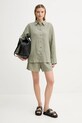Samsoe Samsoe szorty lniane MAREN F23900001 zielony SS25