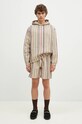 PLEASURES szorty bawełniane Stitch Shorts P24F053 beżowy