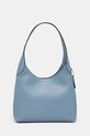 Kožená kabelka Coach hladký modrá CU068