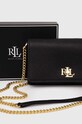 Δερμάτινη τσάντα ώμου Lauren Ralph Lauren μαύρο 432942073