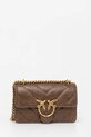 Pinko torebka skórzana nie mieści A4 brązowy 100074.A1UR