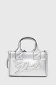 Torba Karl Lagerfeld imitacija zrnate kože srebrna 245W3093