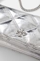 Kožna torba Tory Burch Kira Metallic Diamond srebrna 158631.040