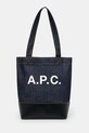 Torba A.P.C. Tote Axel Small zrnata koža mornarsko plava CODDP.M61568.IAK