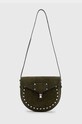 Torba od brušene kože AllSaints MIRO SADDLE natpis zelena W236XB