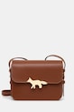 Maison Kitsuné leather handbag Edie Bag applique brown NW05170LR0001