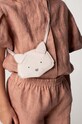 Detská kožená kabelka Donsje Britta Classic Purse Cat usňová koža béžová 5001012.