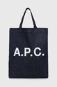 A.P.C. torba tote lou mini anses mieści A4 granatowy COCSX.M61569