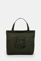 Maison Kitsuné cotton bag Fox Head textile green LW05104WW0107