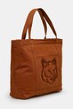 Maison Kitsuné cotton bag Fox Head LW05104WW0107 brown AW24