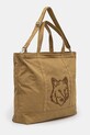 Maison Kitsuné geantă de bumbac Fox Head Xl Tote LW05105WW0107 verde AW24